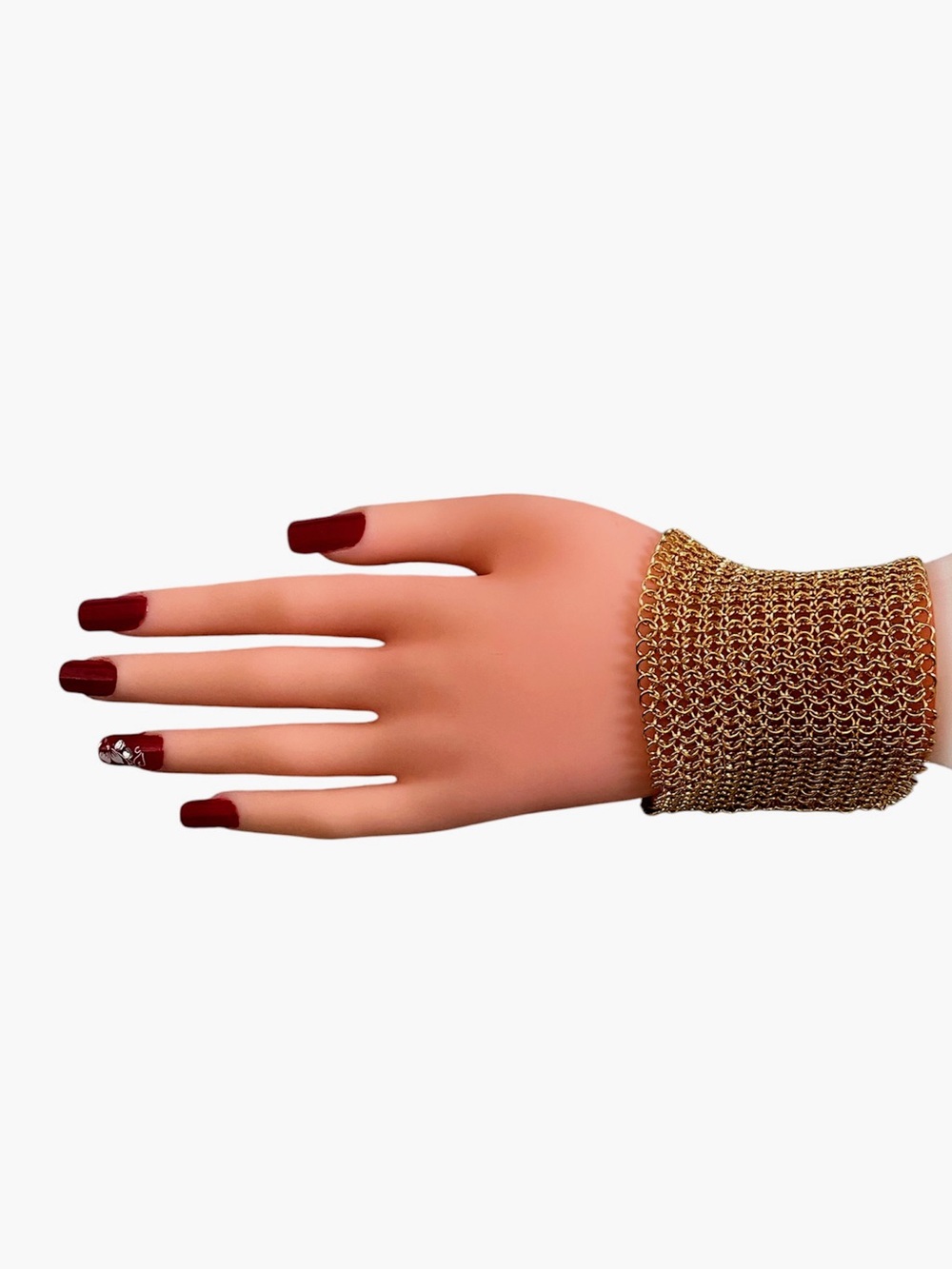 Zara women’s goldtone metal mesh wide bracelet 7in - Picture 2 of 7
